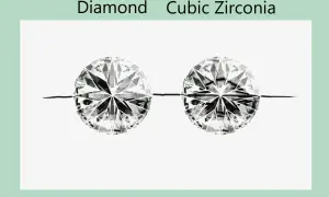 Zwei geschliffene Edelsteine, ein Diamant und ein Zirkonia, nebeneinander. So kannst du einen Diamant erkennen.