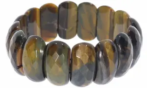 Armband aus facettierten Tigerauge-Steinen. Das Falkenauge Bedeutung liegt in Schutz und Klarheit, wie diese Steine zeigen.