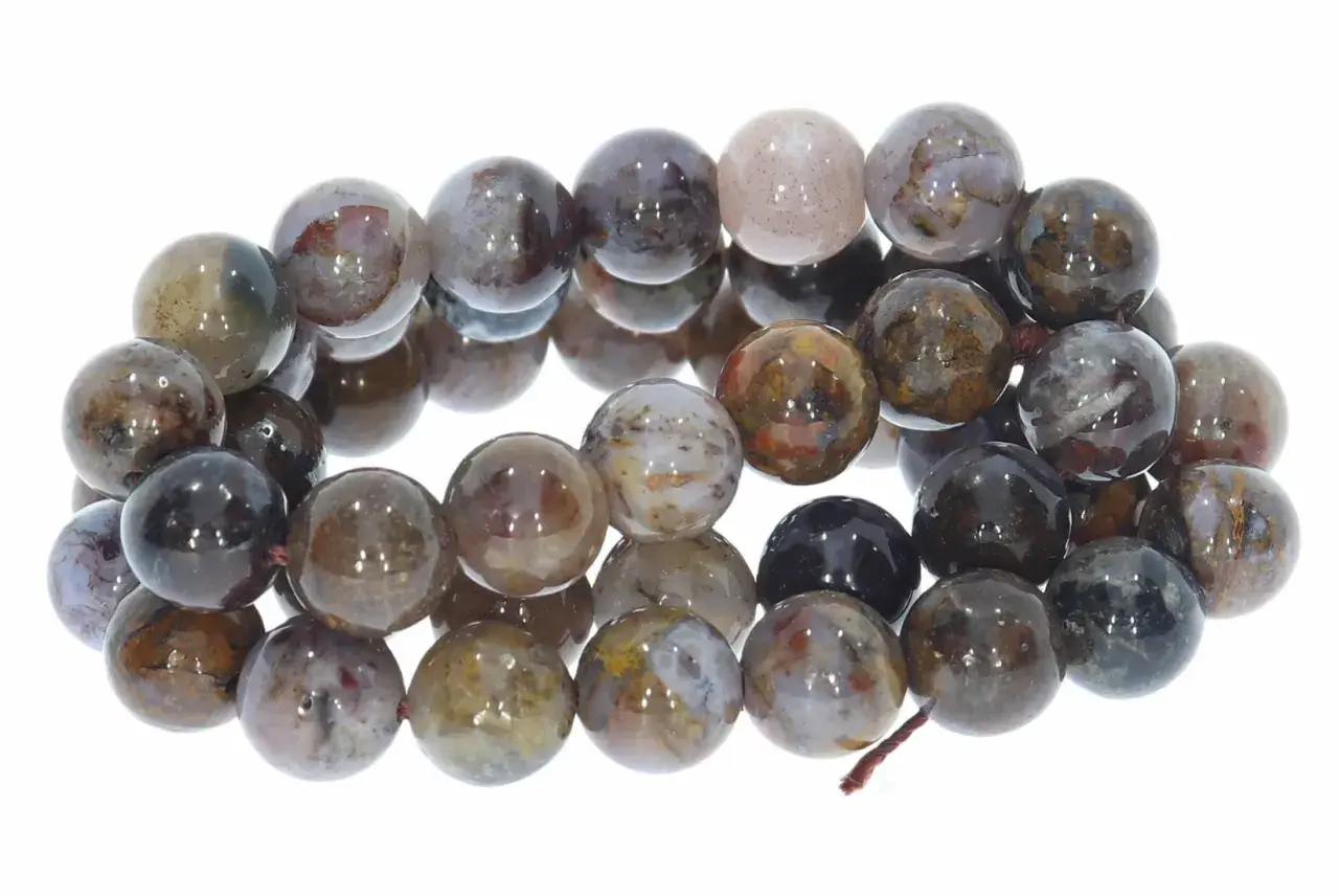 Armband aus Pietersit-Kugeln. Die faszinierende Pietersit Wirkung zeigt sich in den wirbelnden Farben und Mustern dieses Schmuckstücks.