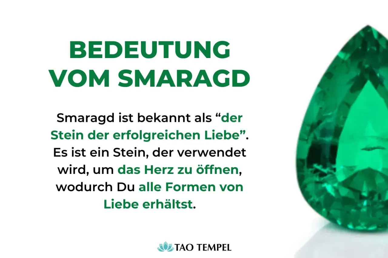 Der Smaragd, bekannt als "Stein der erfolgreichen Liebe", öffnet das Herz für alle Formen von Liebe.